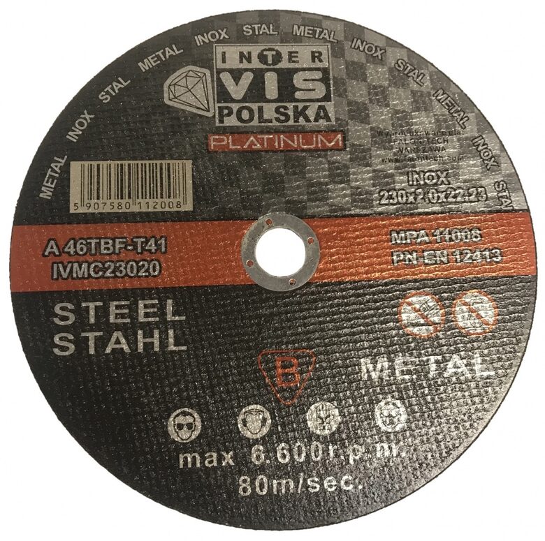 Griezējdisks metālam 230x2x22,23 (A46TBF-23)