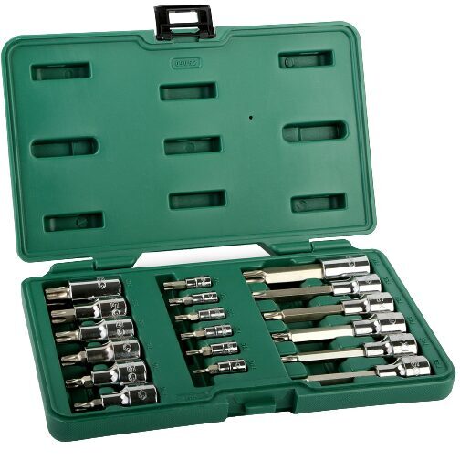 Muciņu komplekts ar ieliktni 1/4" + 1/2" (TORX) 18gab SATA  S09052