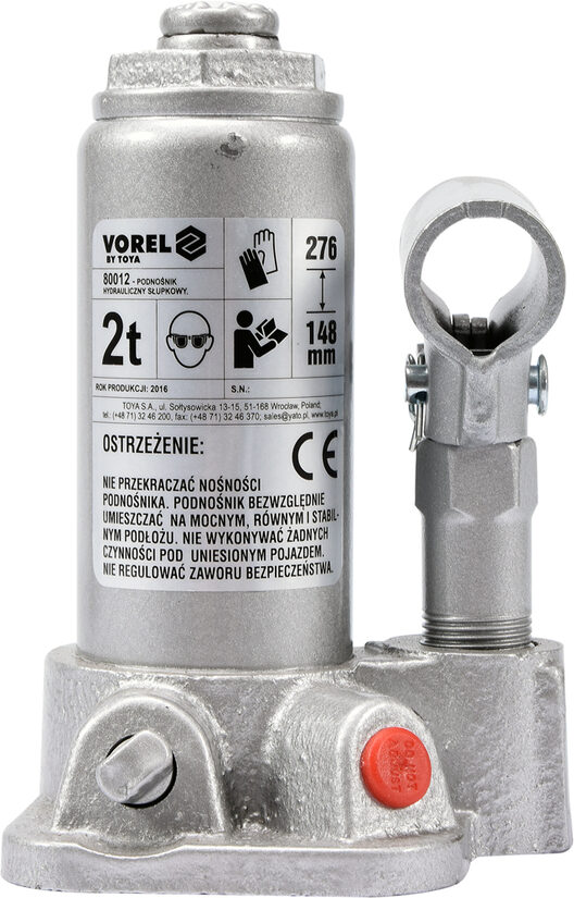 Hidrauliskais domkrats 2 t, 148–276 mm TÜV/GS/CE (80012)