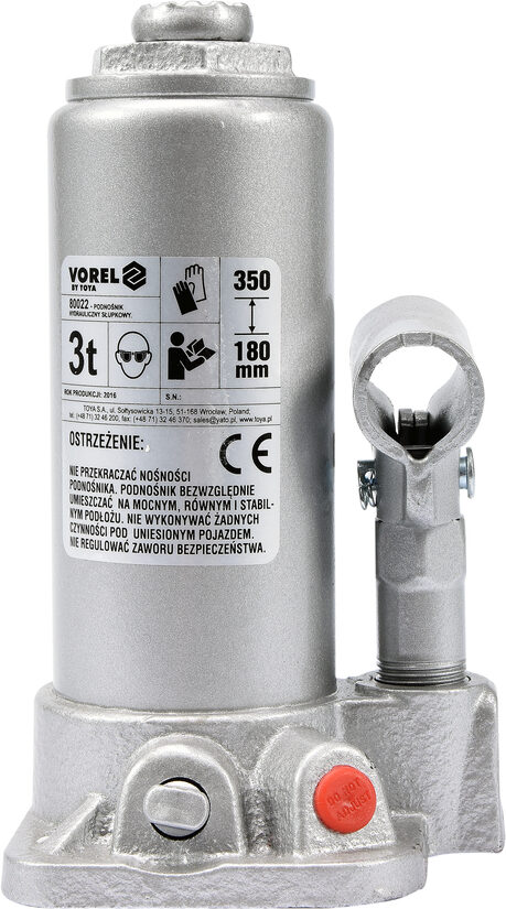 Hidrauliskais domkrats 3 T, 180-350 mm TÜV/GS/CE (80022)