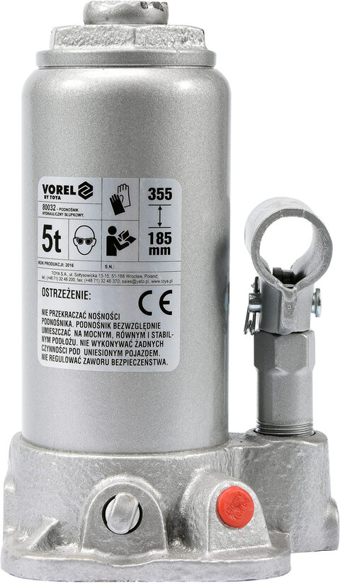 Domkrats hidrauliskais  5 T, 185-355 mm TÜV/GS/CE (80032)