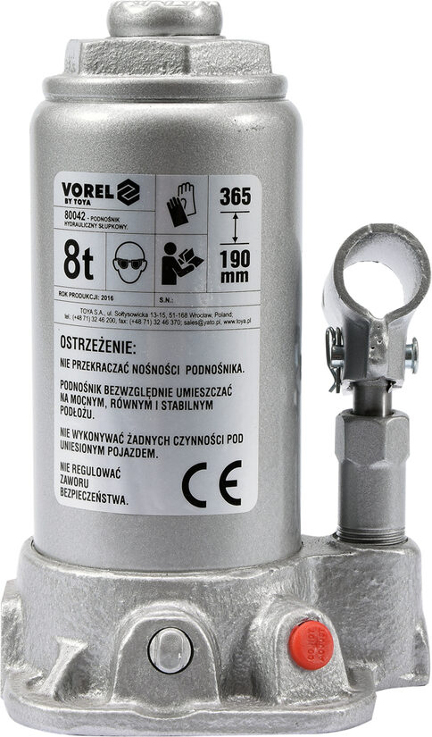 Domkrats hidrauliskais 8 T 190- 365 mm TÜV/GS/CE (80042)