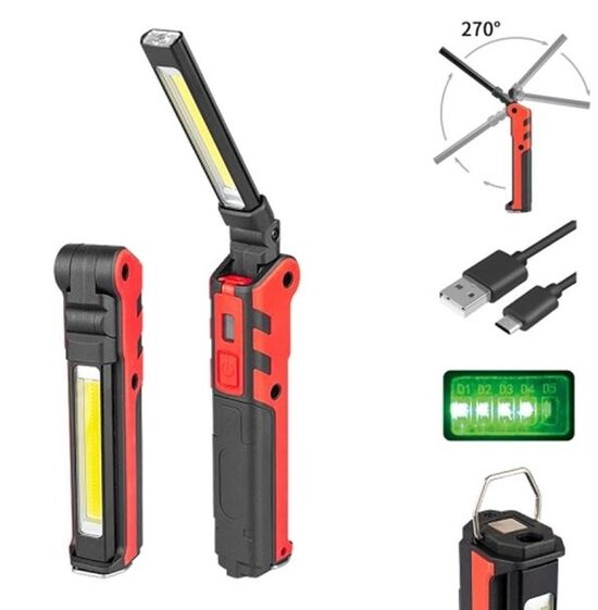 Uzlādējama darba lampa | 150LM + 5W COB LED (sānu) 360LM (CWL5B)