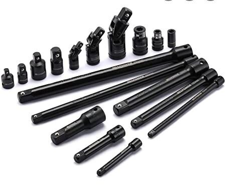 Trieciena pagarinājums/adapteris/savienojumu komplekts (1/4 collas)  (3/8 collas)  (1/2 collas)  18 gab. (DT18S)