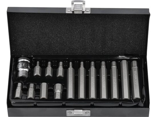 Uzgaļu komplekts Hex 30+75mm ar pāreju 1/2" (15gab.) YT-0413 YATO