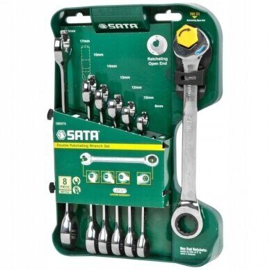 Kombinēto uzgriežņu atslēgu komplekts ar sprūdratu 8gab. (8-19 mm) SATA S08007A