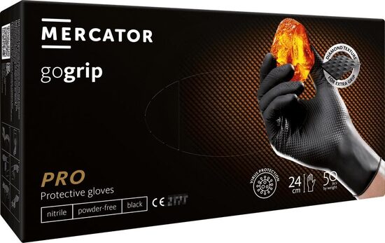 Nitrila cimdi XL/9-10 GOGRIP/IDEALL GRIP +/Powergrip nepūderēti melni 50gab./pac.