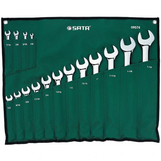 Uzgriežņu atslēgas kompozīta 16pcs komplekts. (1/4 “-1-1/4”)  SATA  S09074